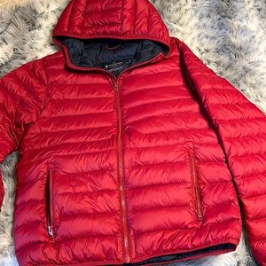 Hollister Men’s red down puffer jacket.